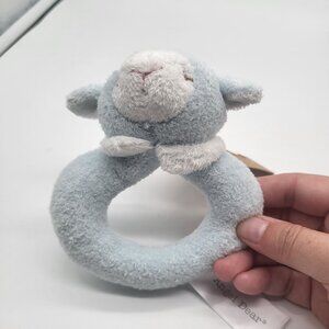 ANGEL DEAR Ring Rattle Baby Soft Blue Lamb Sheep NWT